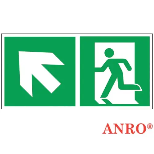 Znak ewakuacyjny „Kierunek do wyjścia w lewo i w górę (za drzwiami)” 150x x 300 Z-E001-3 ANRO
